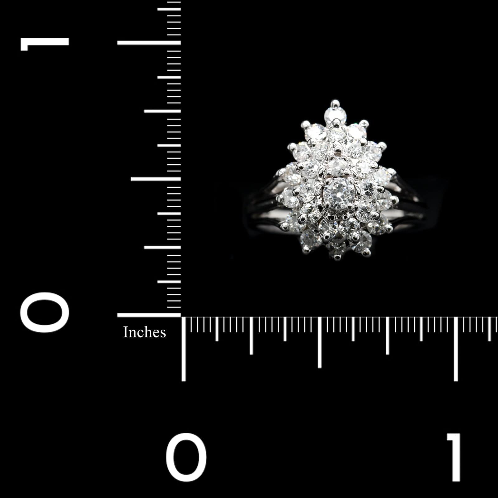 14K White Gold Estate Diamond Cluster Ring