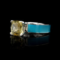 Platinum Estate Yellow Sapphire and Enamel Ring