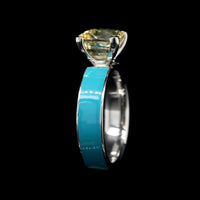 Platinum Estate Yellow Sapphire and Enamel Ring