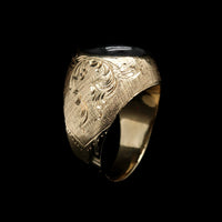 14K Yellow Gold Estate Black Star Sapphire Ring