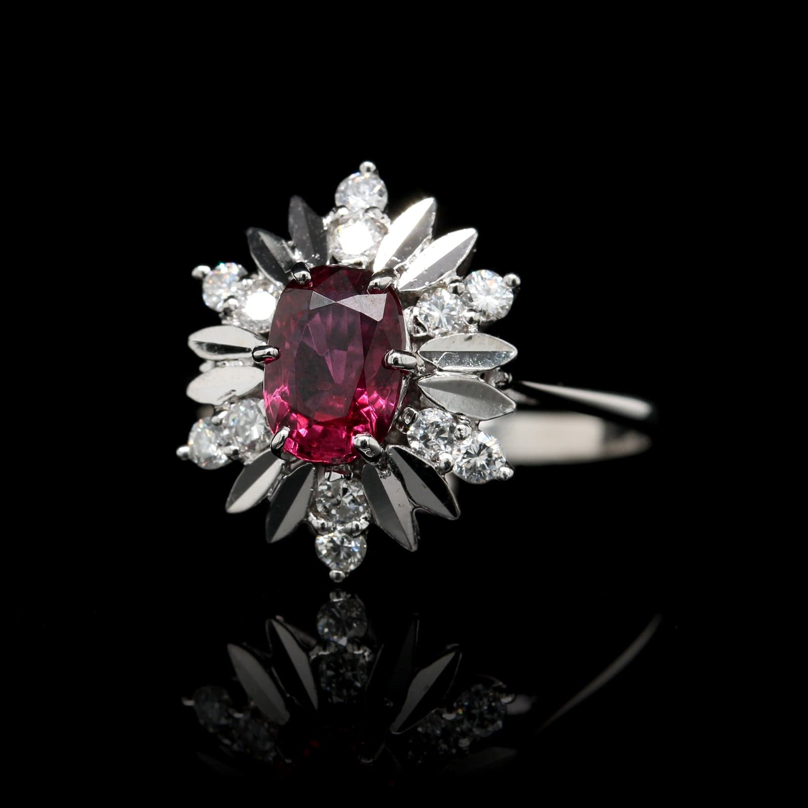 14K White Gold Estate Ruby and Diamond Ring