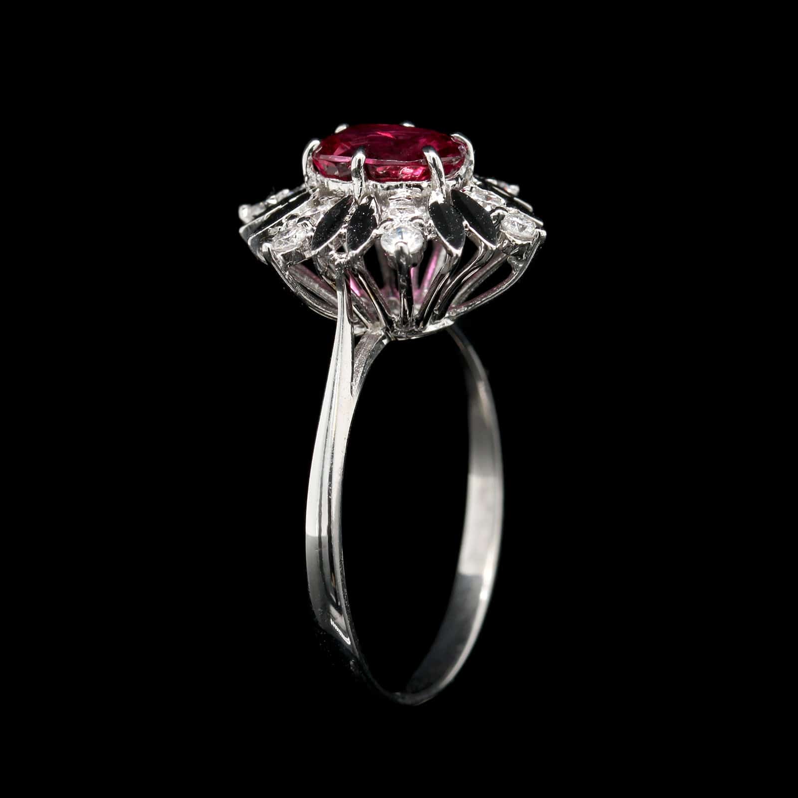 14K White Gold Estate Ruby and Diamond Ring