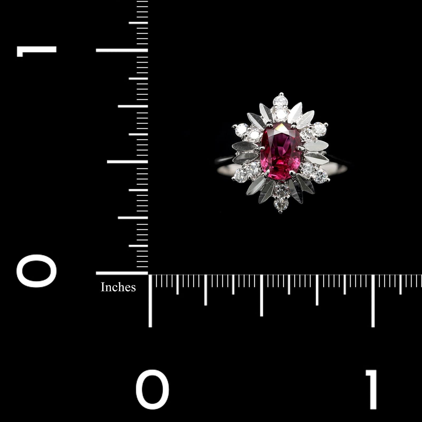 14K White Gold Estate Ruby and Diamond Ring