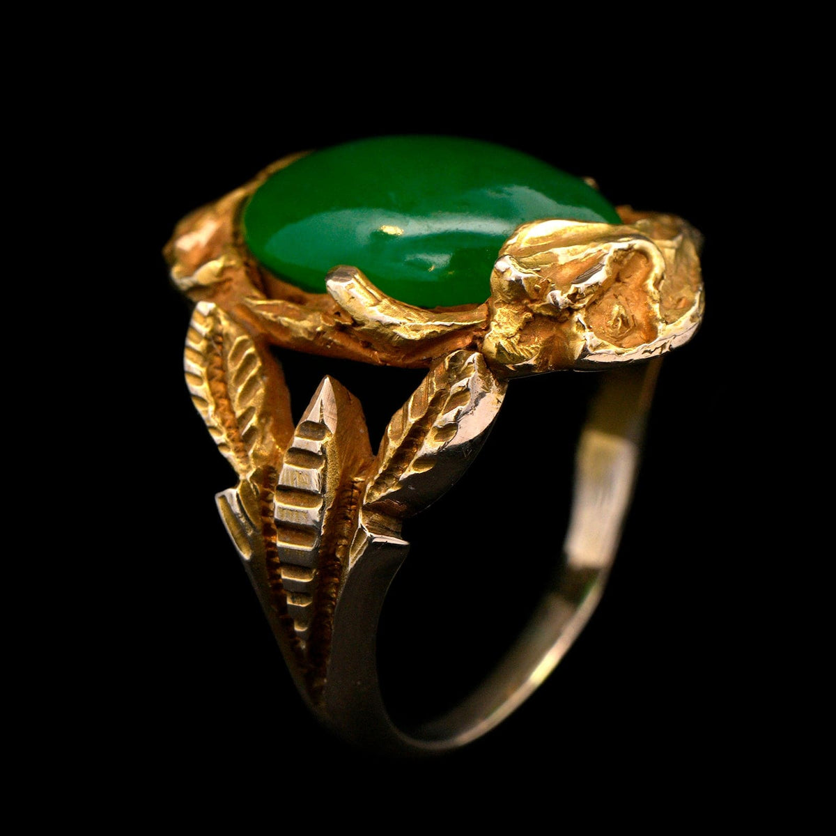 14K Yellow Gold Estate Jadeite Ring