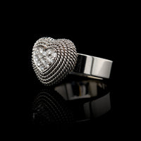 14K White Gold Estate Diamond Heart Ring