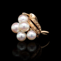14K Yellow Gold Estate Hand Engraved Pearl Ring