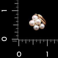 14K Yellow Gold Estate Hand Engraved Pearl Ring