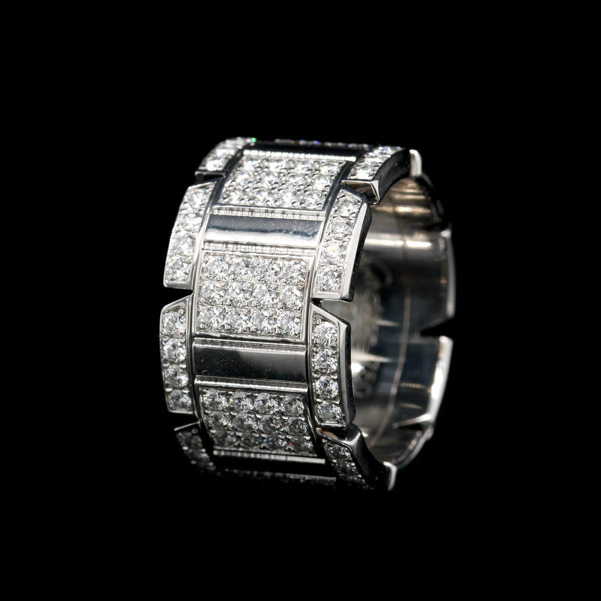 Cartier 18K White Gold Estate Diamond Tank Francaise Ring – Long's
