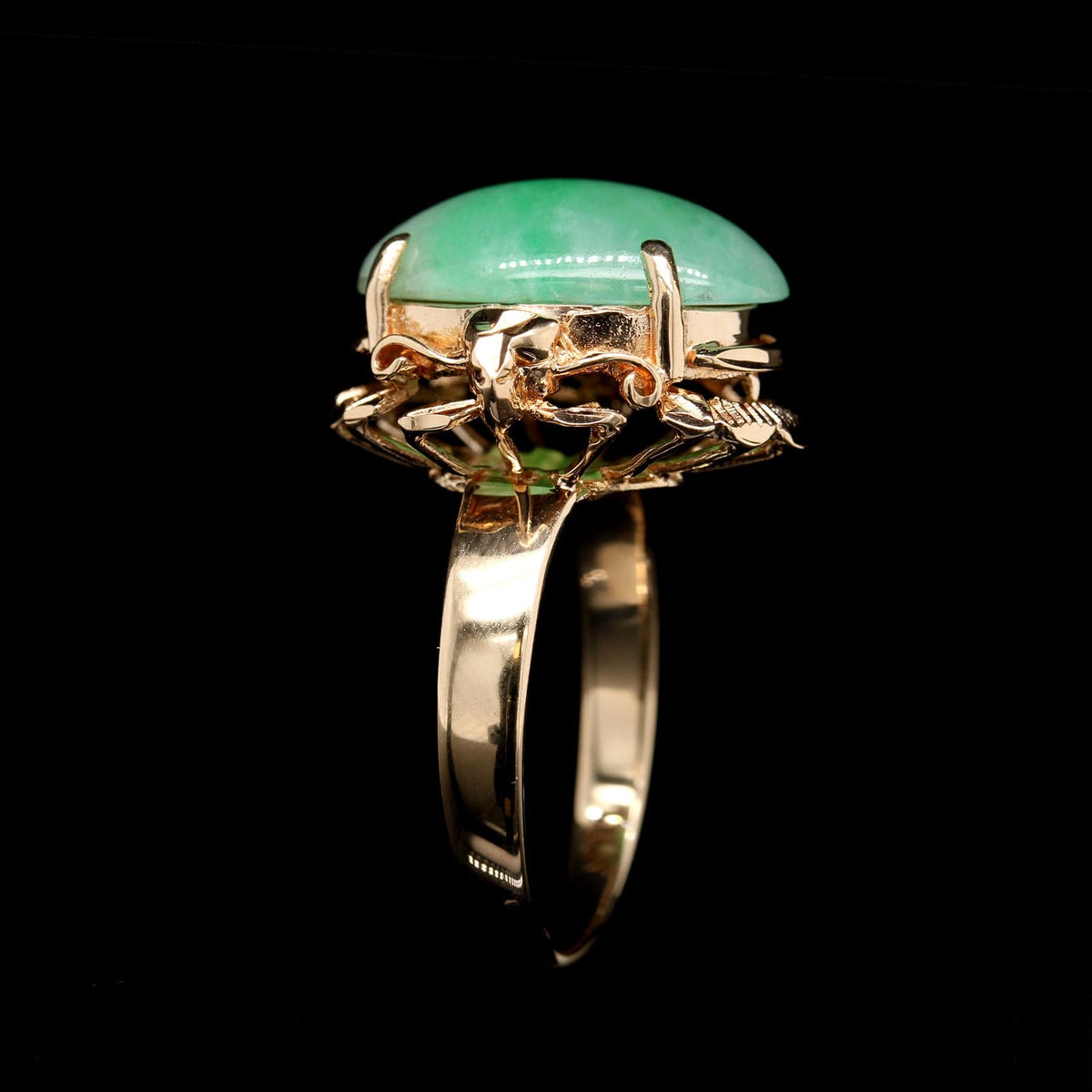 18K Yellow Gold Estate Jadeite Ring