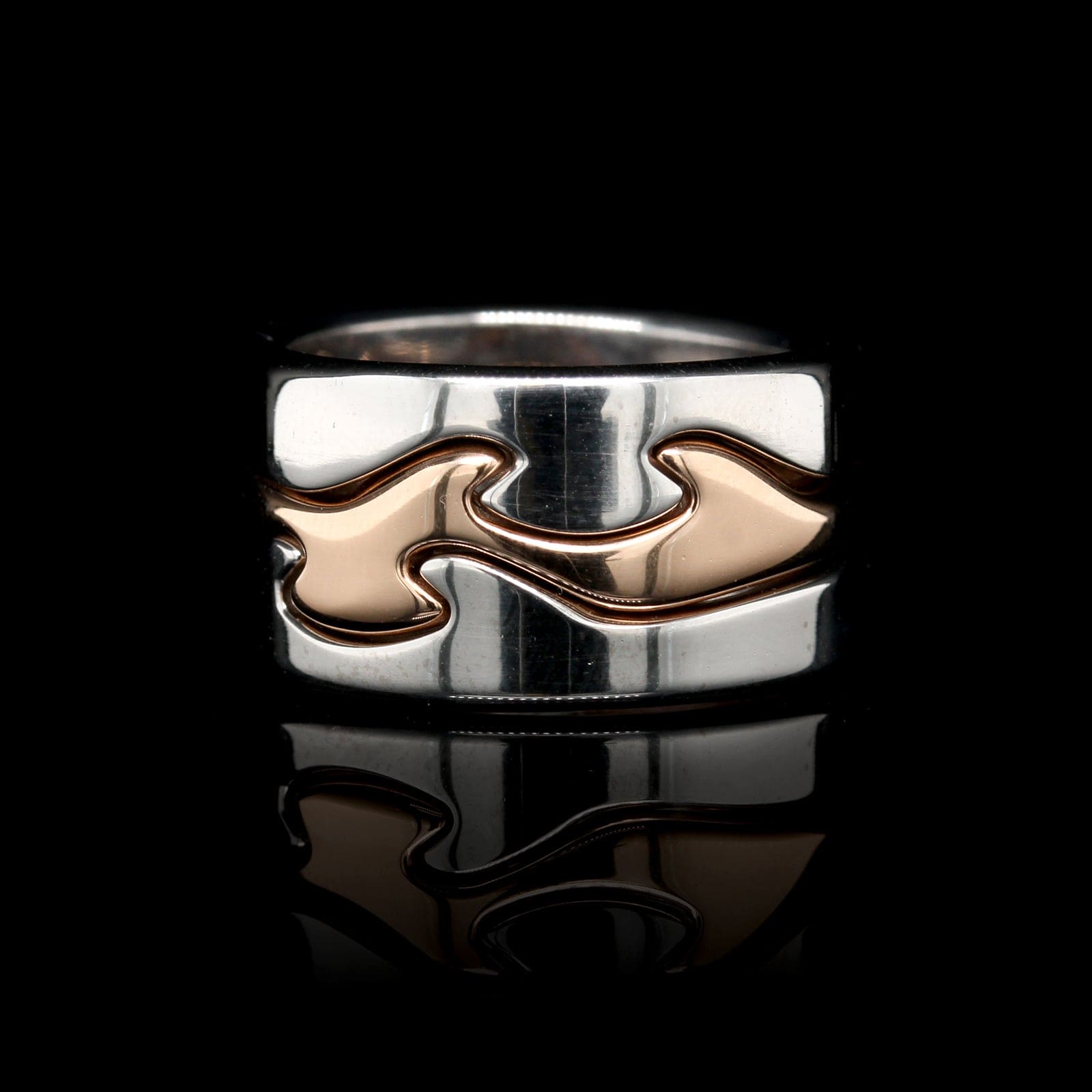 Georg Jensen 18K Rose and White Gold Estate Three Piece Fusion Puzzel Ring by Nina Koppel