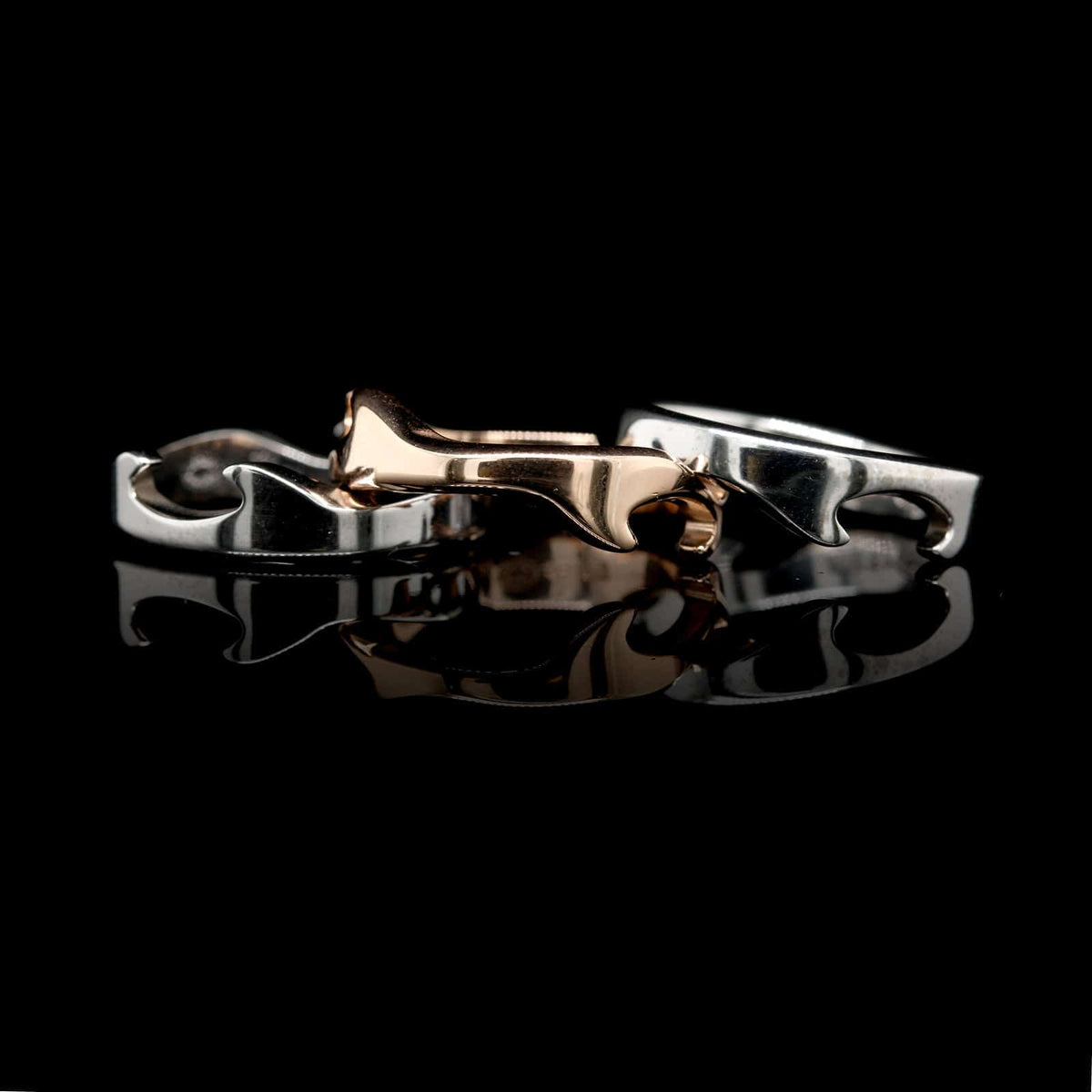 Georg Jensen 18K Rose and White Gold Estate Three Piece Fusion Puzzel Ring by Nina Koppel