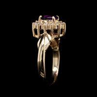 14K Yellow Gold Estate Amethyst and Diamond Ring