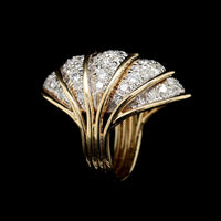 18K Two-tone Gold Estate Diamond Pave Dome Ring