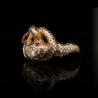 14K Yellow Gold Estate Diamond Snake Ring