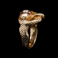 14K Yellow Gold Estate Diamond Snake Ring