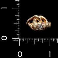 14K Yellow Gold Estate Diamond Snake Ring
