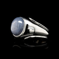 Vintage Palladium Estate Star Sapphire and Diamond Ring