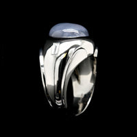 Vintage Palladium Estate Star Sapphire and Diamond Ring