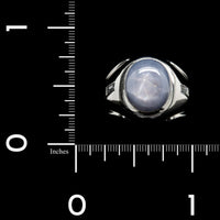 Vintage Palladium Estate Star Sapphire and Diamond Ring