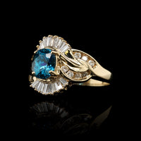 14K Yellow Gold Estate Zircon and Diamond Ring