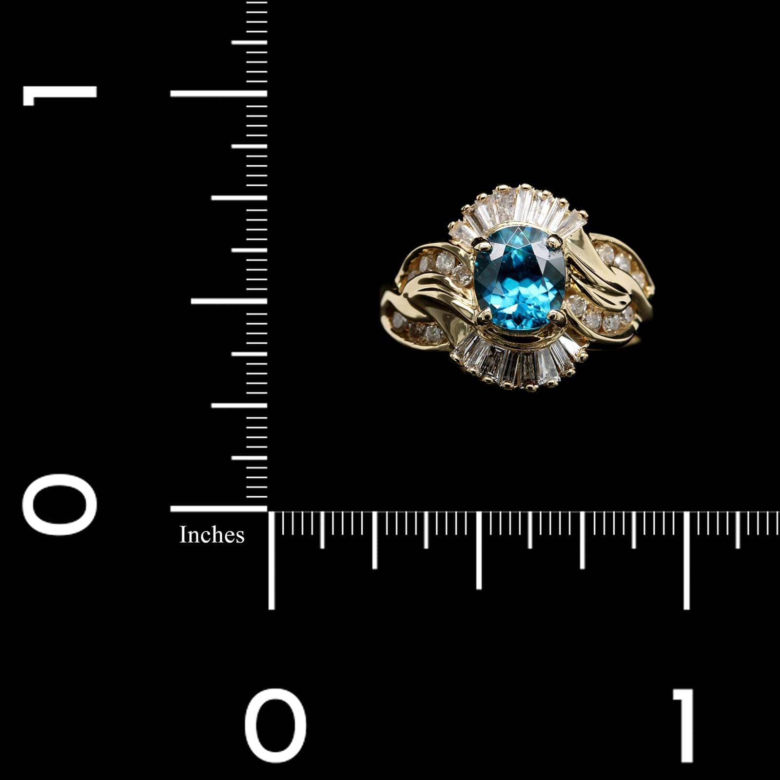 14K Yellow Gold Estate Zircon and Diamond Ring