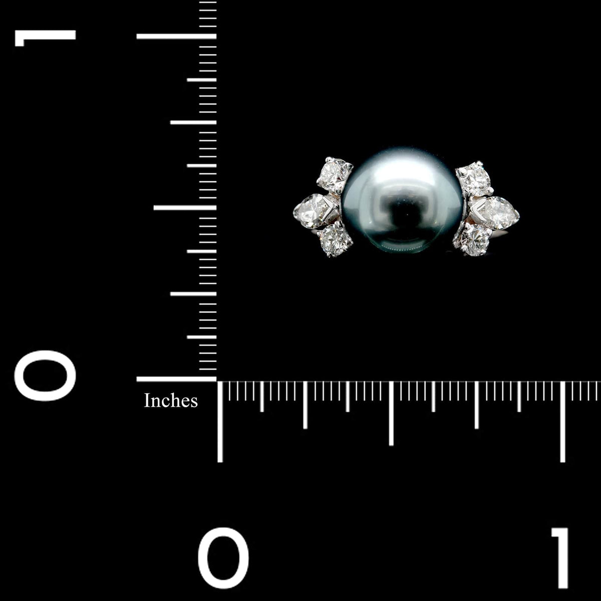 14K White Gold Estate Pearl and Diamond Ring