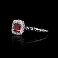 18K White Gold Estate Ruby and Diamond Ring
