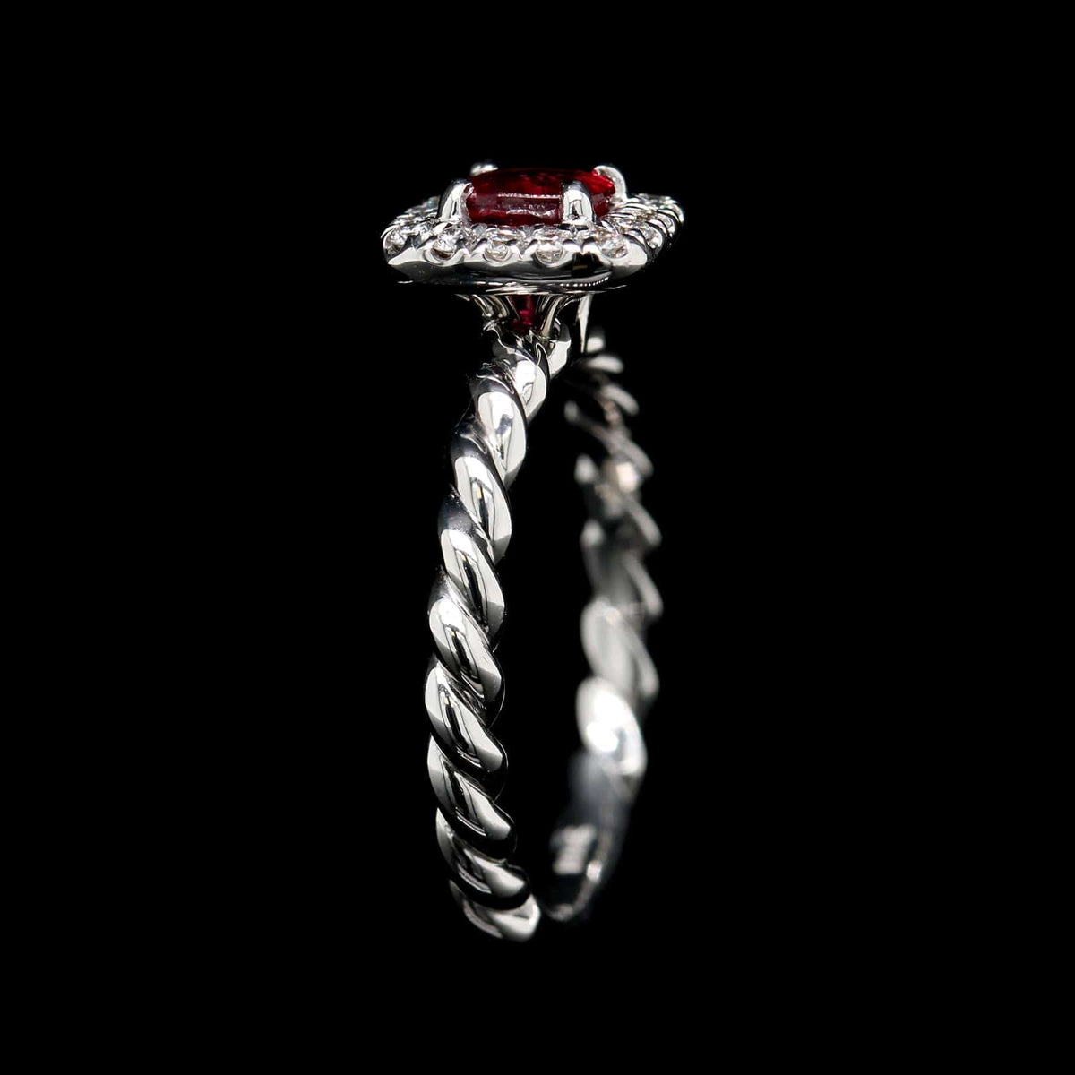 18K White Gold Estate Ruby and Diamond Ring