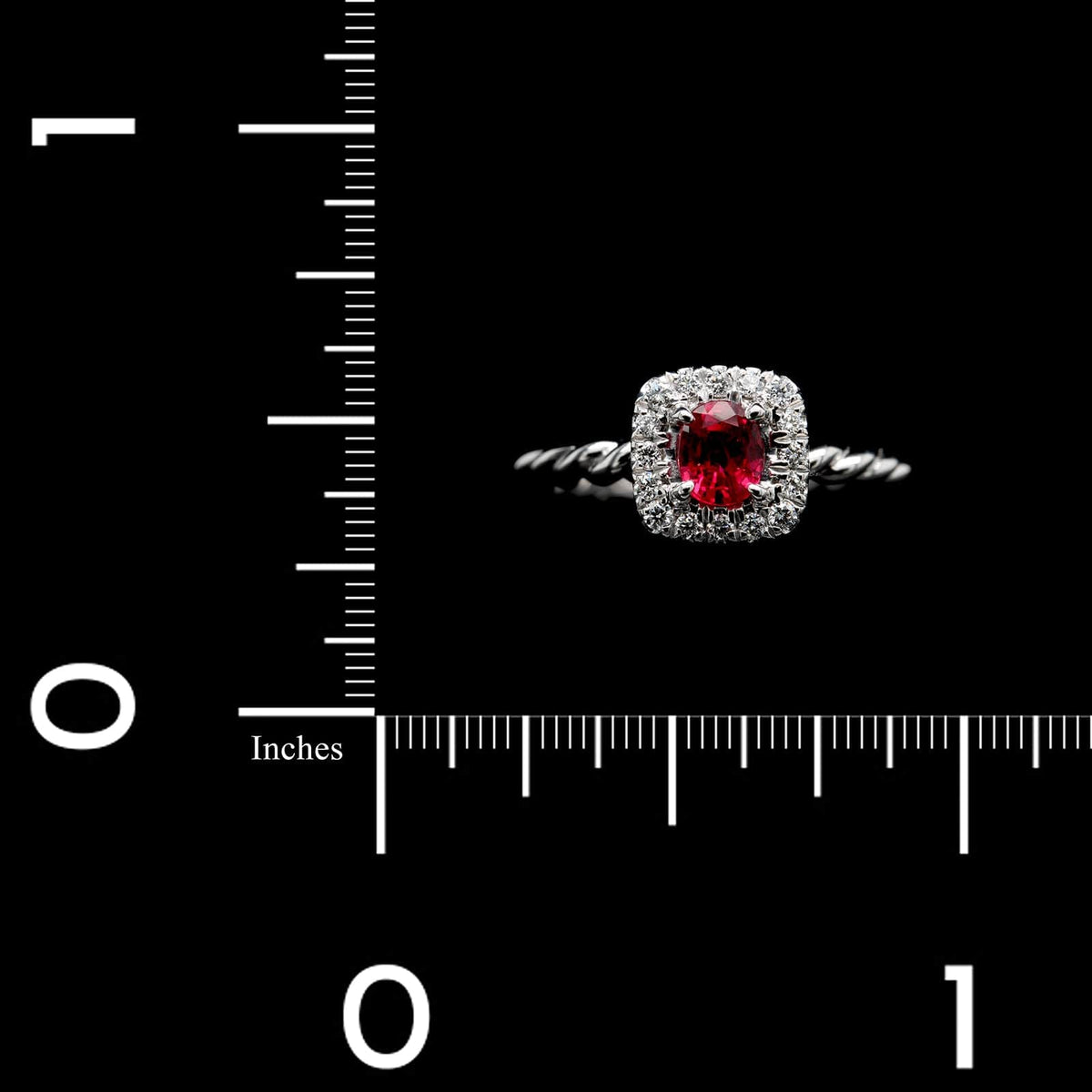 18K White Gold Estate Ruby and Diamond Ring