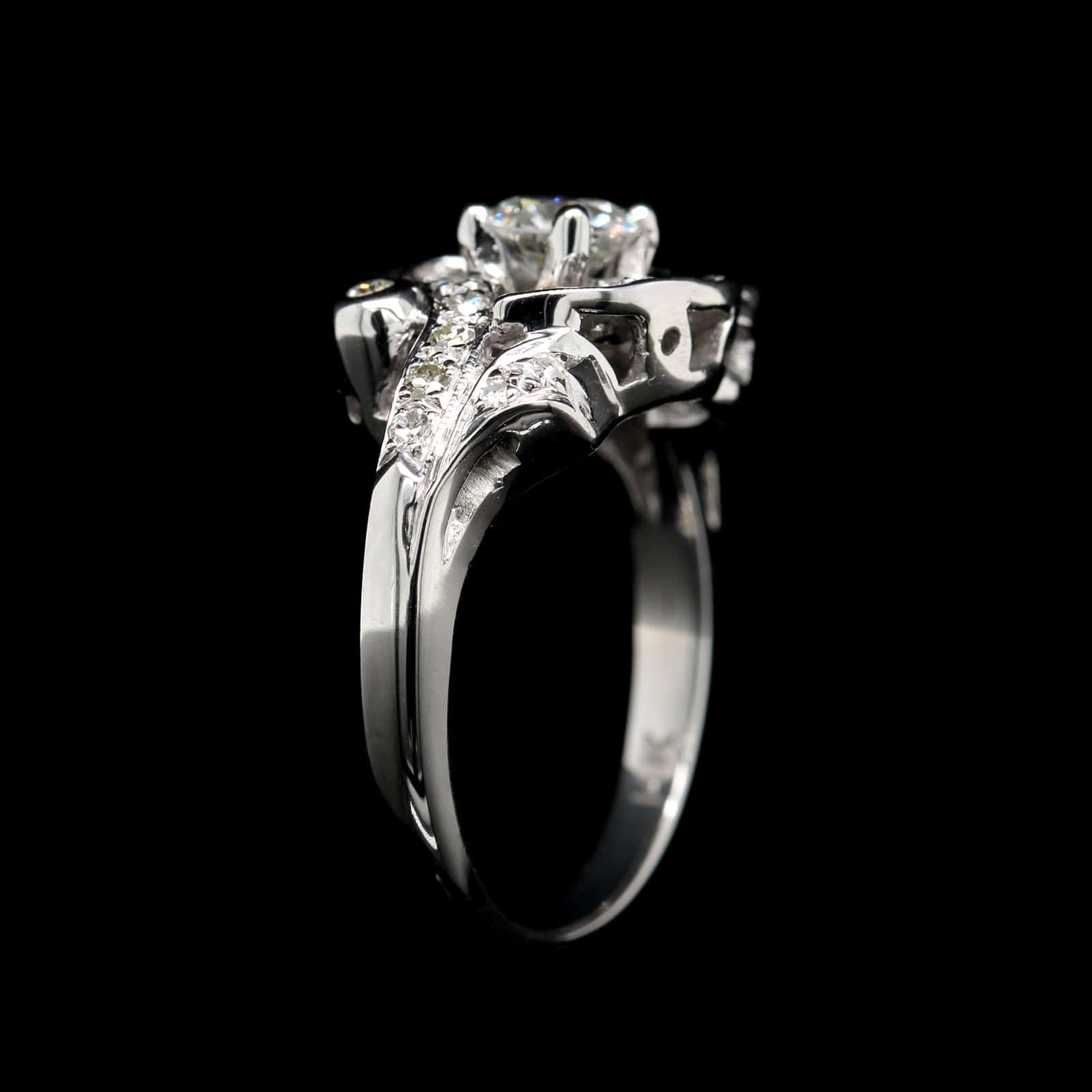Vintage 14K White Gold Estate Diamond Ring