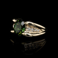 Sonia.B 14K Yellow Gold Estate Green Tourmaline and Diamond Ring