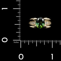 Sonia.B 14K Yellow Gold Estate Green Tourmaline and Diamond Ring