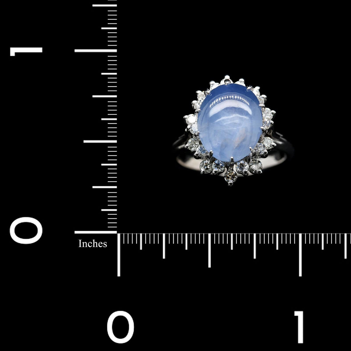 14K White Gold Estate Star Sapphire and Diamond Ring