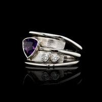 14K White Gold Estate Amethyst and Diamond Ring