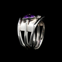 14K White Gold Estate Amethyst and Diamond Ring