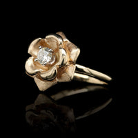 14K Yellow Gold Estate Diamond Flower Ring