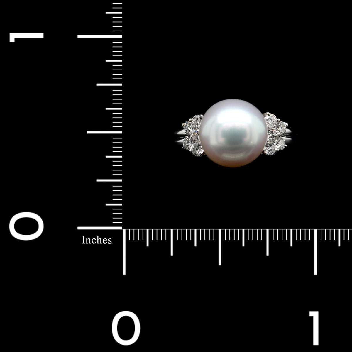 18K White Gold Estate Pearl and Diamond Ring