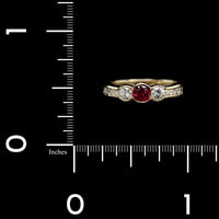 14K Yellow Gold Estate Ruby and Diamond Ring
