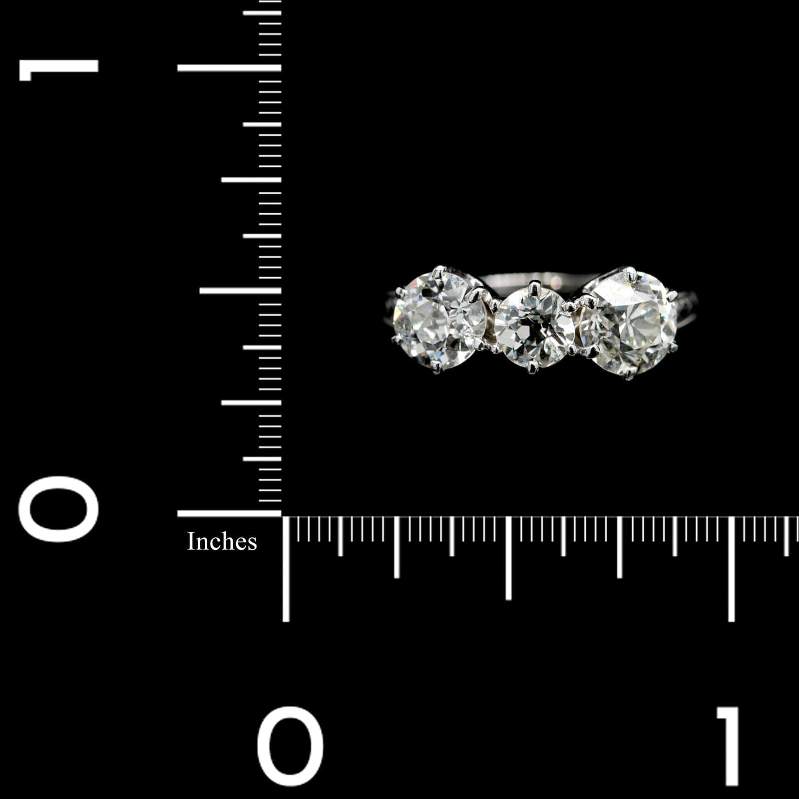 Vintage 14K White Gold Estate Diamond Three Stone Ring