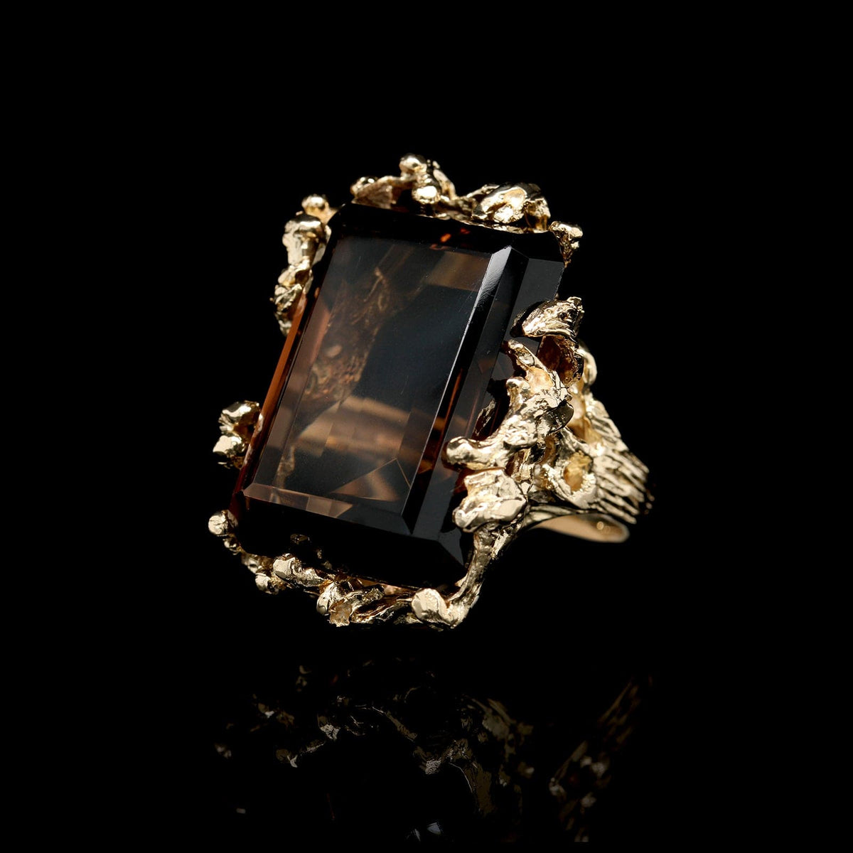 14K Yellow Gold Estate Smoky Quartz Ring