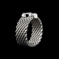 Tiffany & Co. 18K White Gold Estate Diamond Heart Somerset Mesh Ring