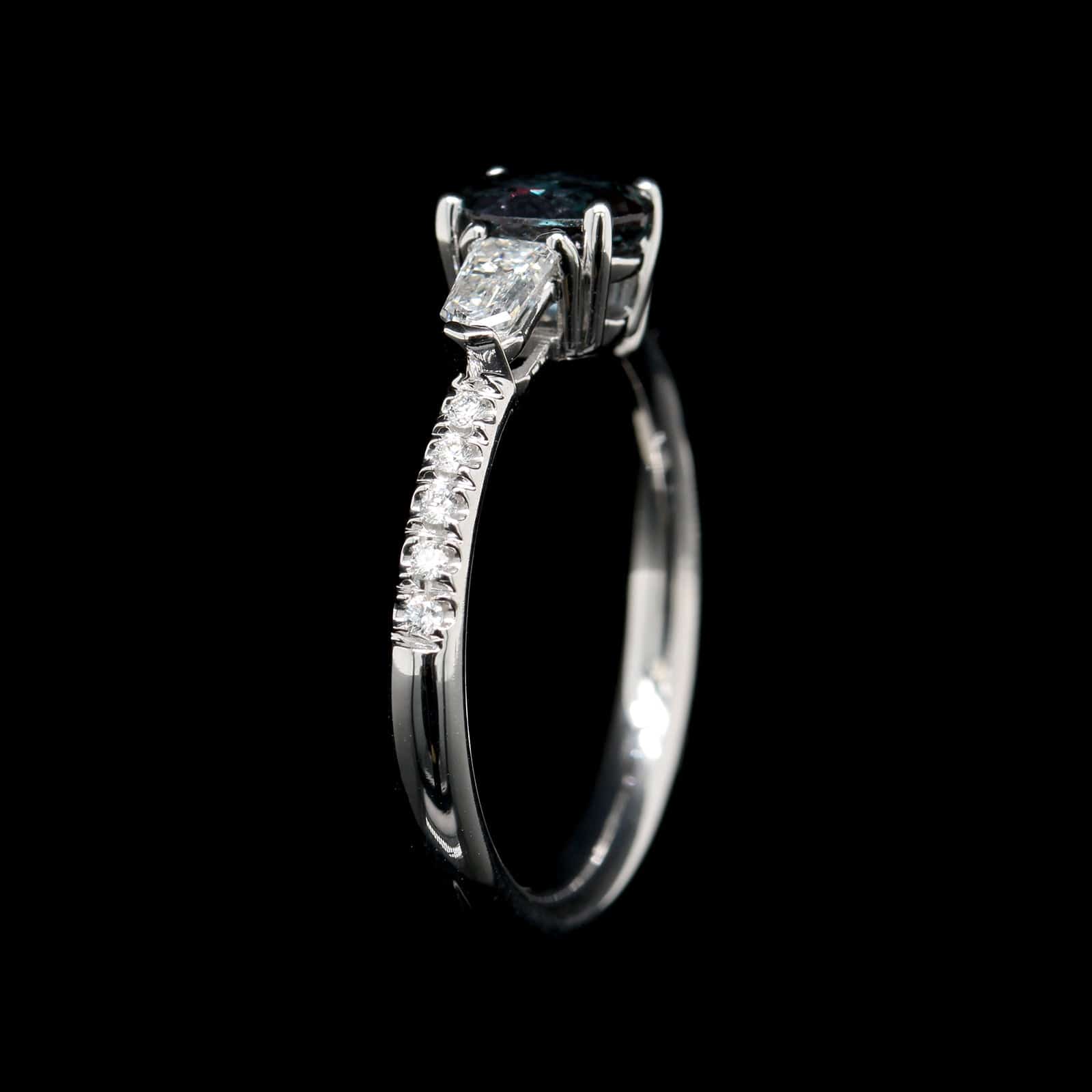 Mark Henry 18K White Gold Estate Alexandrite and Diamond Ring
