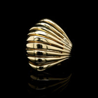 18K Yellow Gold Estate Ribbed Dome Ring