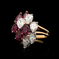 Oscar Heyman 18K Yellow Gold and Platinum Estate Ruby and Diamond Ring