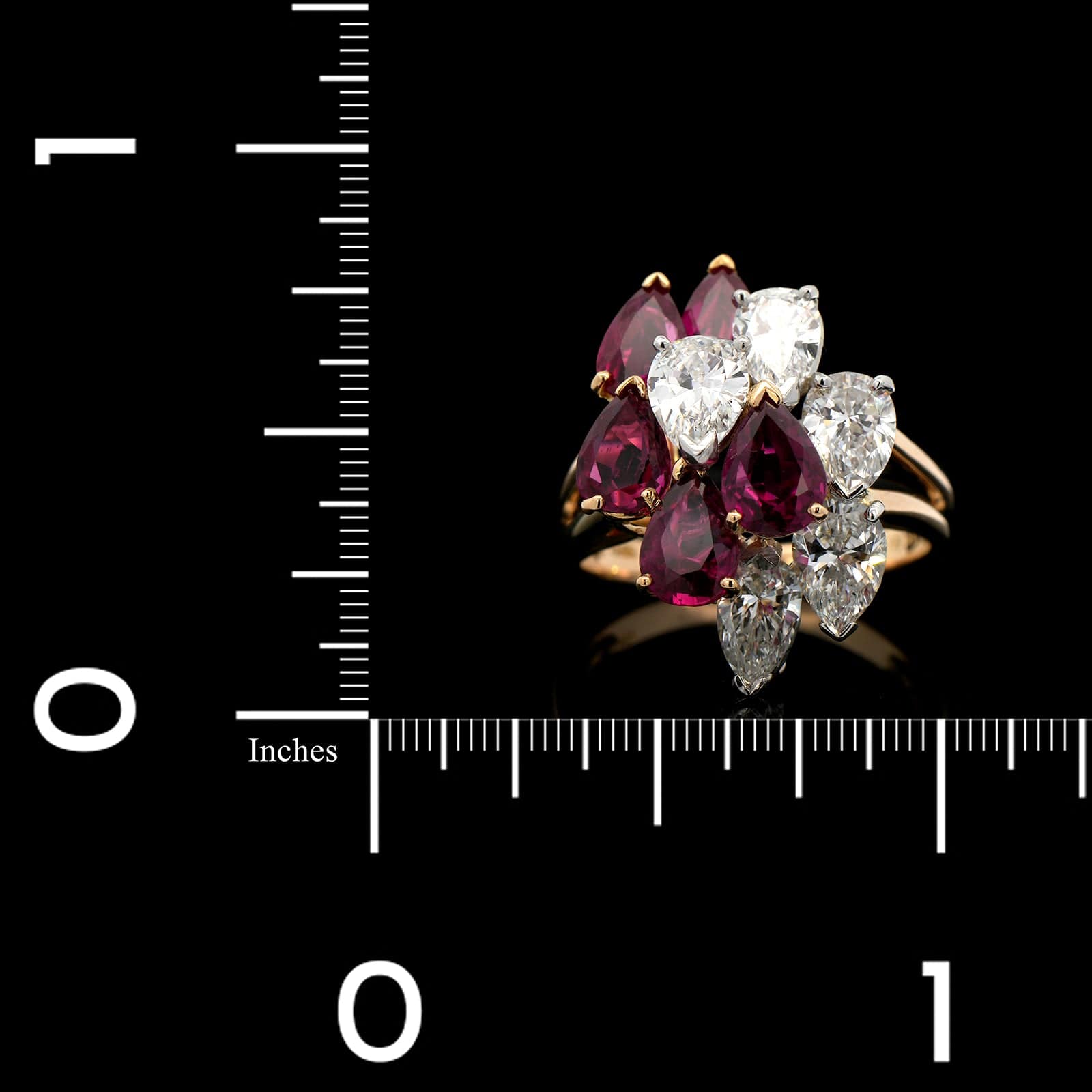 Oscar Heyman 18K Yellow Gold and Platinum Estate Ruby and Diamond Ring