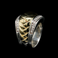 Scott Kay Sterling Silver and 18K Yellow Gold Medium Diamond Woven Ring