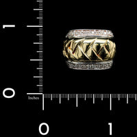 Scott Kay Sterling Silver and 18K Yellow Gold Medium Diamond Woven Ring