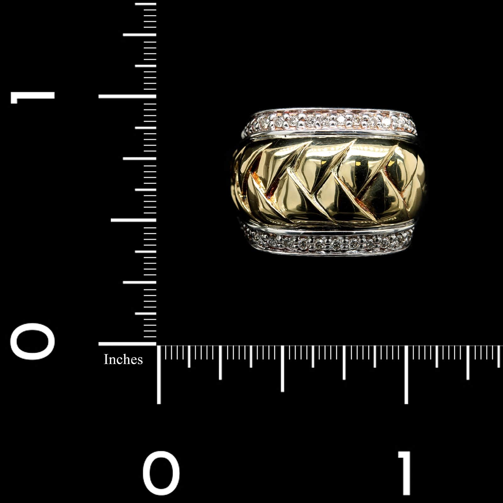 Scott Kay Sterling Silver and 18K Yellow Gold Medium Diamond Woven Ring