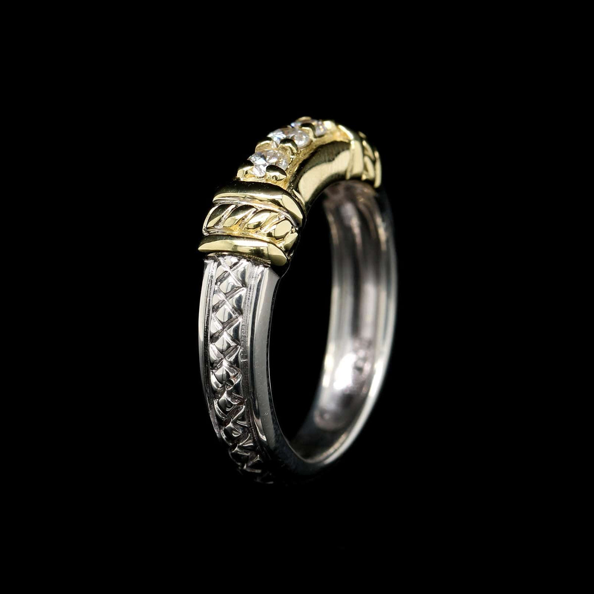 Judith Ripka Sterling Silver and 18K Yellow Gold Estate Diamond Ring