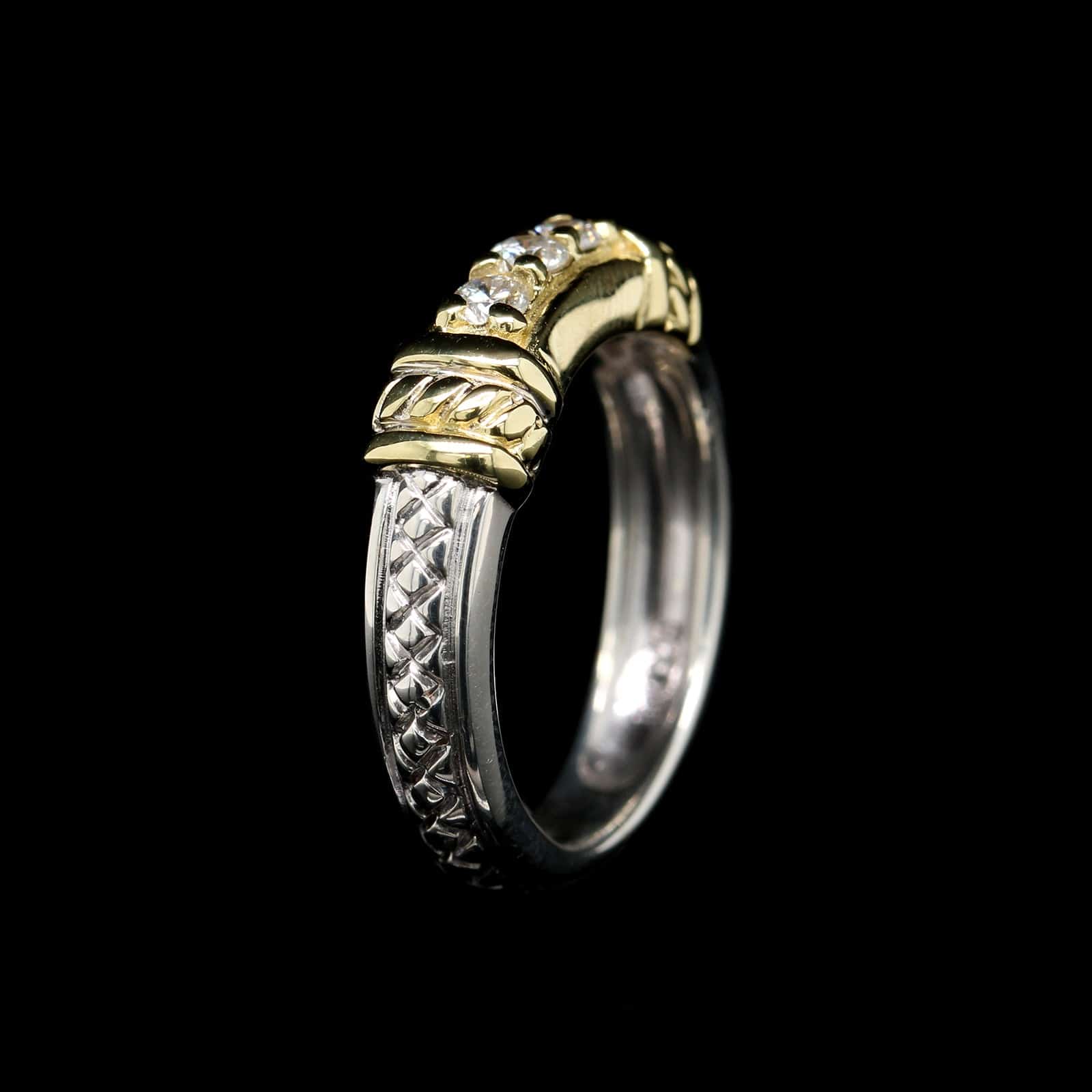 Judith Ripka Sterling Silver and 18K Yellow Gold Estate Diamond Ring